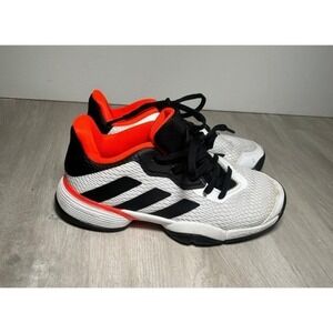 Adidas Kids Barricade Tennis Shoes White Orange Black Size 1.5 US Youth
